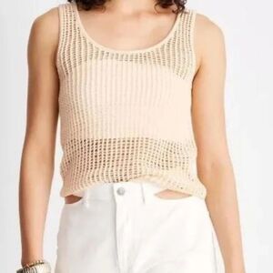 Future Collective Boho Tank Top Crochet Open Knit Alani Noelle Beach Sheer M